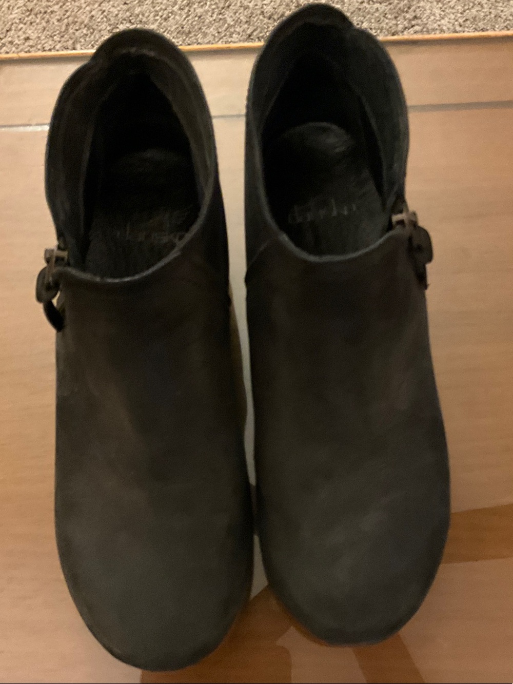 Dansko Black Suede Ankle Booties with Side Zip - Picture 3 of 7
